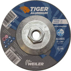 Weiler - 5" 60 Grit Aluminum Oxide/Silicon Carbide Blend Cutoff Wheel - 0.045" Thick, 5/8-11 Arbor, 12,200 Max RPM, Use with Angle Grinders - A1 Tooling