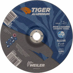 Weiler - 9" 24 Grit Aluminum Oxide/Silicon Carbide Blend Cutoff Wheel - 1/4" Thick, 7/8" Arbor, 6,600 Max RPM, Use with Angle Grinders - A1 Tooling