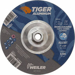 Weiler - 7" 30 Grit Aluminum Oxide/Silicon Carbide Blend Cutoff Wheel - 1/8" Thick, 5/8-11 Arbor, 8,500 Max RPM, Use with Angle Grinders - A1 Tooling