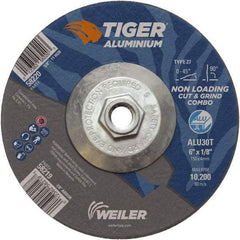 Weiler - 6" 30 Grit Aluminum Oxide/Silicon Carbide Blend Cutoff Wheel - 1/8" Thick, 5/8-11 Arbor, 10,200 Max RPM, Use with Angle Grinders - A1 Tooling