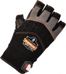 Ergodyne - Size XL (10) Polyester Blend Work Gloves - Palm Coated, Hook & Loop Cuff, Half Fingered, Black, Paired - A1 Tooling