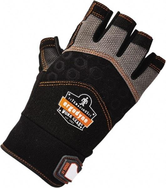 Ergodyne - Size S (7) Polyester Blend Work Gloves - Palm Coated, Hook & Loop Cuff, Half Fingered, Black, Paired - A1 Tooling