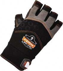 Ergodyne - Size L (9) Polyester Blend Work Gloves - Palm Coated, Hook & Loop Cuff, Half Fingered, Black, Paired - A1 Tooling