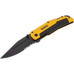 Stanley - 3-1/4" Blade, 8" OAL, Serrated & Straight Pocket Knife - 4-3/4" Closed Length, Aluminum, 1 Blade, 1 Edge - A1 Tooling