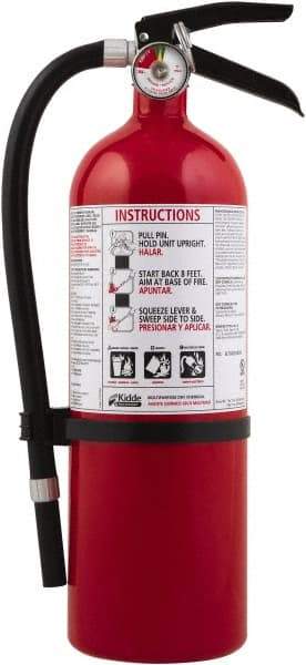 Kidde - 5 Lb, 3-A:40-B:C Rated, Dry Chemical Fire Extinguisher - 4-1/2" Diam x 16.07" High, 195 psi, 18' Discharge in 15 sec, Seamless Aluminum Cylinder - A1 Tooling