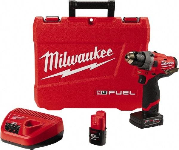 Milwaukee Tool - 12 Volt 1/2" Chuck Pistol Grip Handle Cordless Drill - 0-1700 RPM, Keyless Chuck, Reversible, 2 Lithium-Ion Batteries Included - A1 Tooling