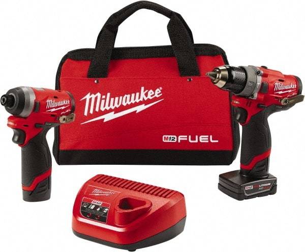 Milwaukee Tool - 12 Volt Cordless Tool Combination Kit - Includes 1/2" Brushless Hammer Drill/Driver & 1/4" Hex Impact Driver, Lithium-Ion Battery Included - A1 Tooling