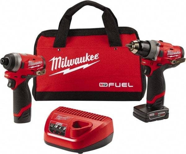 Milwaukee Tool - 12 Volt Cordless Tool Combination Kit - Includes 1/2" Compact Drill/Driver & 1/4" Hex Impact Driver, Lithium-Ion Battery Included - A1 Tooling