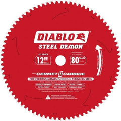 Freud - 12" Blade Diam, 80 Teeth, Carbide-Tipped Cold Saw Blade - 1" Arbor Hole Diam, 0.071" Blade Thickness - A1 Tooling