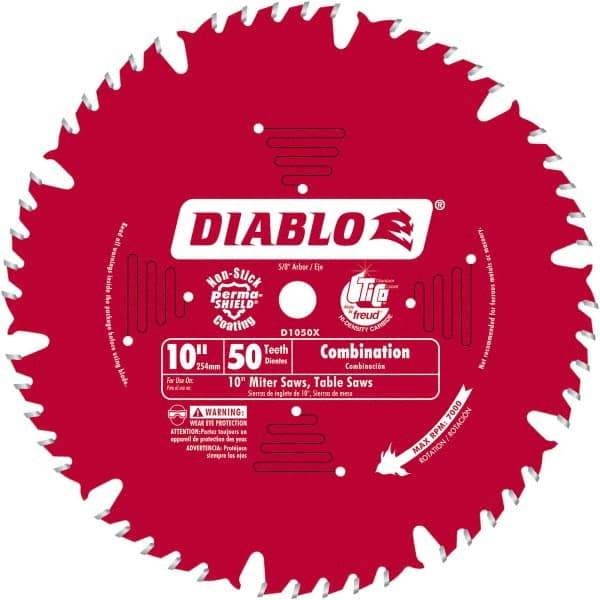 Freud - 10" Blade Diam, 50 Teeth, Carbide-Tipped Cold Saw Blade - 1" Arbor Hole Diam, 0.071" Blade Thickness - A1 Tooling