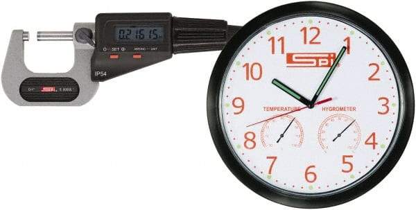 SPI - 0 to 1" Range, 0.00005" Resolution, Standard Throat IP54 Electronic Outside Micrometer - 0.00016" Accuracy, Friction Thimble, Carbide-Tipped Face, LR44 Battery, Includes NIST Traceable Certification of Inspection - A1 Tooling