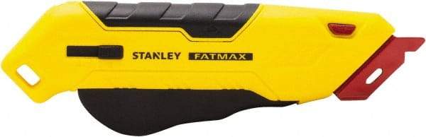 Stanley - Retractable Box Cutter - 2.175" Steel Blade, Yellow & Black Bi-Material Handle, 4 Blades Included - A1 Tooling