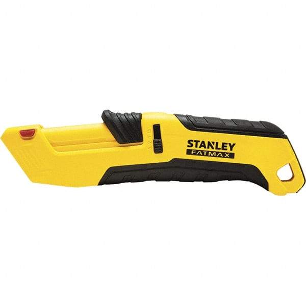 Stanley - Retractable Safety Utility Knife - 2.175" Steel Blade, Yellow & Black Ergonomic Non-slip Grips Handle, 4 Blades Included - A1 Tooling