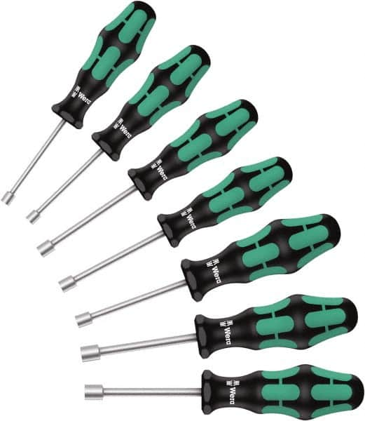 Wera - 7 Piece, 5 to 13mm Nut Driver Set - Hollow Shaft, Ergonomic Handle - A1 Tooling