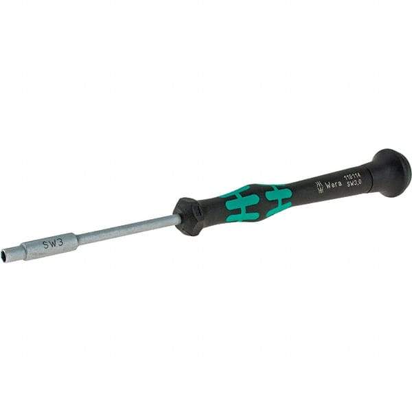 Wera - 3mm Solid Shaft Precision Nutdriver - Cushion Grip Handle, 6-1/4" OAL - A1 Tooling