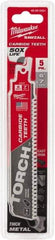 Milwaukee Tool - 6" Long x 1" Thick, Carbide Reciprocating Saw Blade - Straight Profile, 7 TPI, Toothed Edge, Universal Shank - A1 Tooling