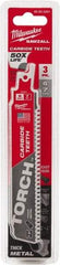 Milwaukee Tool - 6" Long x 1" Thick, Carbide Reciprocating Saw Blade - Straight Profile, 7 TPI, Toothed Edge, Universal Shank - A1 Tooling