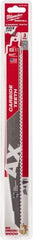 Milwaukee Tool - 12" Long x 1" Thick, Carbide Reciprocating Saw Blade - Tapered Profile, 7 TPI, Toothed Edge, Universal Shank - A1 Tooling