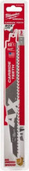 Milwaukee Tool - 9" Long x 1" Thick, Carbide Reciprocating Saw Blade - Tapered Profile, 6 TPI, Toothed Edge, Universal Shank - A1 Tooling