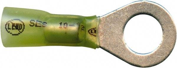 Made in USA - 12-10 AWG Partially Insulated Solder Connection Closed Eyelet Ring Terminal - 3/8" Stud, 1-3/4" OAL x 0.69" Wide, Tin Plated Copper Contact - A1 Tooling