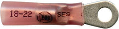 Made in USA - 22-18 AWG Partially Insulated Solder Connection Closed Eyelet Ring Terminal - #8 Stud, 1-1/4" OAL x 0.35" Wide, Tin Plated Copper Contact - A1 Tooling