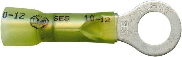 Made in USA - 12-10 AWG Partially Insulated Crimp & Solder Connection Closed Eyelet Ring Terminal - 5/16" Stud, 1-1/2" OAL x 0.56" Wide, Tin Plated Copper Contact - A1 Tooling