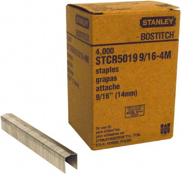 Stanley Bostitch - 9/16" Long x 7/16" Wide, 18 Gauge Crowned Construction Staple - Steel, Chisel Point - A1 Tooling