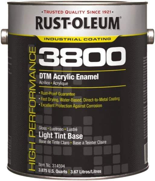 Rust-Oleum - 1 Gal Light Tint Base Gloss Finish Acrylic Enamel Paint - 150 to 270 Sq Ft per Gal, Interior/Exterior, Direct to Metal - A1 Tooling