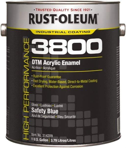 Rust-Oleum - 1 Gal Safety Blue Gloss Finish Acrylic Enamel Paint - 150 to 270 Sq Ft per Gal, Interior/Exterior, Direct to Metal - A1 Tooling