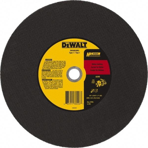 DeWALT - 16" 24 Grit Aluminum Oxide Cutoff Wheel - 5/32" Thick, 1" Arbor, 4,700 Max RPM, Use with Chop Saws - A1 Tooling