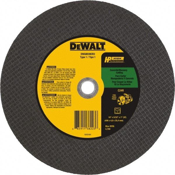 DeWALT - 16" 24 Grit Silicon Carbide Cutoff Wheel - 5/32" Thick, 1" Arbor, 4,700 Max RPM, Use with Chop Saws - A1 Tooling