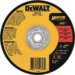 DeWALT - 6" 24 Grit Aluminum Oxide Cutoff Wheel - 3/64" Thick, 5/8-11 Arbor, 13,300 Max RPM, Use with Angle Grinders - A1 Tooling