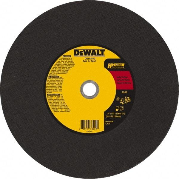 DeWALT - 14" 24 Grit Aluminum Oxide Cutoff Wheel - 1/8" Thick, 20mm Arbor, 5,500 Max RPM, Use with Chop Saws - A1 Tooling