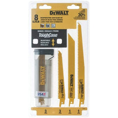 DeWALT - 8 Pieces, 6" to 9" Long x 0.04" to 0.06" Thickness, Bi-Metal Reciprocating Saw Blade Set - Straight Profile, 6 to 18 Teeth, Toothed Edge - A1 Tooling