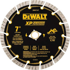 DeWALT - 7" Diam, 5/8" Arbor Hole Diam, 14 Tooth Wet & Dry Cut Saw Blade - Diamond Matrix, Fast Cutting Action, Standard Round Arbor - A1 Tooling