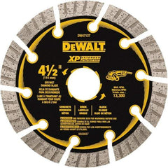 DeWALT - 4-1/2" Diam, 5/8" Arbor Hole Diam, 10 Tooth Wet & Dry Cut Saw Blade - Diamond Matrix, Fast Cutting Action, Standard Round Arbor - A1 Tooling