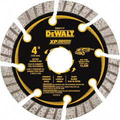 DeWALT - 4" Diam, 7/8" Arbor Hole Diam, 8 Tooth Wet & Dry Cut Saw Blade - Diamond Matrix, Fast Cutting Action, Standard Round Arbor - A1 Tooling