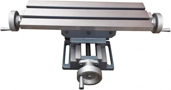 Interstate - 6-1/8" Table Width x 18-5/8" Table Length, 9" Cross Travel x 13" Longitudinal Travel, Slide Machining Table - 5.28" Overall Height, Two 1/2" Longitudinal T Slots - A1 Tooling