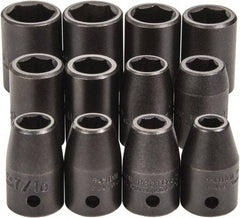 Proto - 12 Piece 1/2" Drive Full Polish Finish Impact Socket Set - 6 Points, 3/4" to 3/4" (8mm to 19mm) Range, Inch/Metric Measurement Standard - A1 Tooling