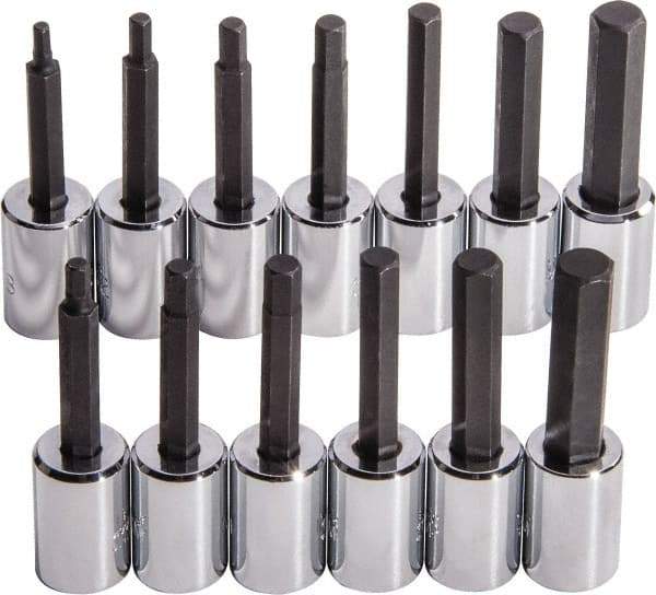 Proto - 13 Piece 3/8" Drive Standard Socket Set - 6 & 12 Points, 3/8 to 3/8", 4 to 10mm, Inch/Metric Measurement Standard - A1 Tooling