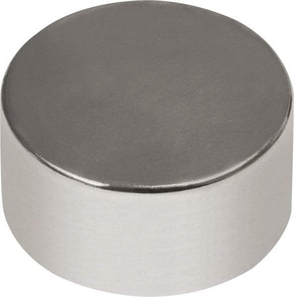 Mag-Mate - 1/4" Diam x 1/8" High Neodymium Rare Earth Magnet - 2.3 Lb Max Capacity, 180°F Max, Nickel Plated - A1 Tooling