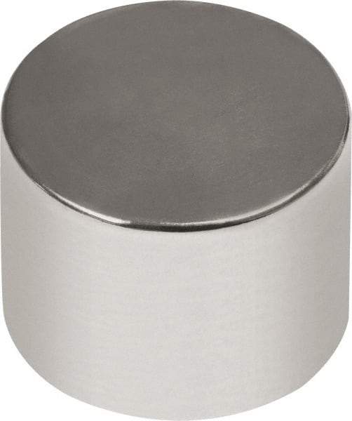 Mag-Mate - 1/2" Diam x 1/2" High Neodymium Rare Earth Magnet - 14.66 Lb Max Capacity, 180°F Max, Nickel Plated - A1 Tooling