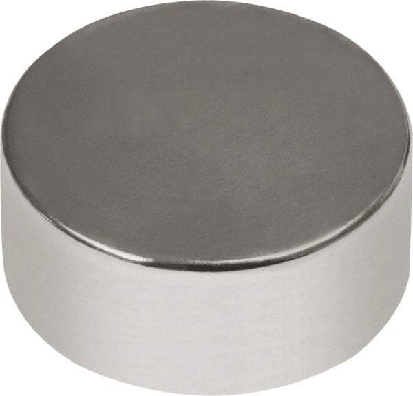 Mag-Mate - 1/2" Diam x 13/64" High Neodymium Rare Earth Magnet - 9.49 Lb Max Capacity, 180°F Max, Nickel Plated - A1 Tooling