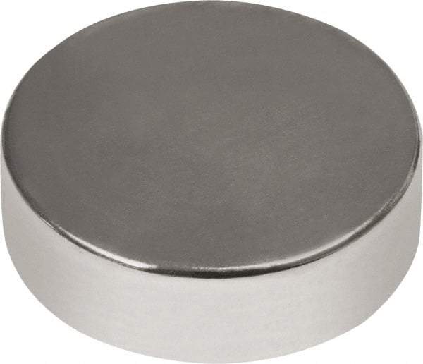 Mag-Mate - 1/2" Diam x 1/8" High Neodymium Rare Earth Magnet - 6.08 Lb Max Capacity, 180°F Max, Nickel Plated - A1 Tooling