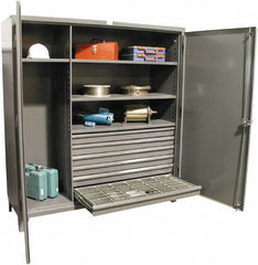 Strong Hold - 4 Shelf 6 Bin Locking Storage Cabinet - Steel, 72" Wide x 24" Deep x 78" High, Dark Gray - A1 Tooling