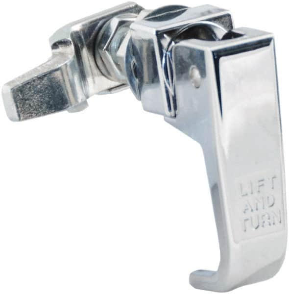 Made in USA - 2-1/4" Long x 3/4" Wide x 2.78" High, Lift & Turn Compression Latch - Zinc Plated Steel, with Polished Chrome Finish - A1 Tooling