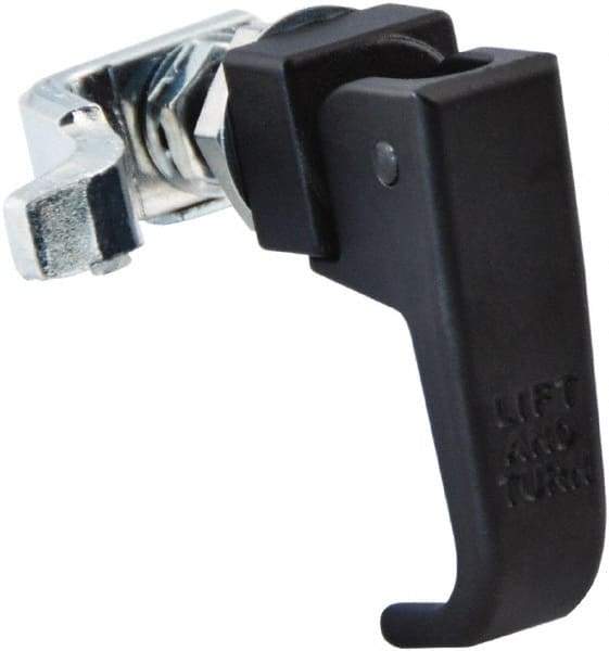 Made in USA - 2-1/4" Long x 3/4" Wide x 2.78" High, Lift & Turn Compression Latch - Zinc Plated Steel, with Black Powder Coat Finish - A1 Tooling