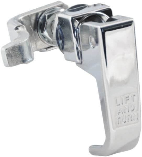 Made in USA - 2-1/4" Long x 3/4" Wide x 2.78" High, Lift & Turn Compression Latch - Zinc Plated Steel, with Polished Chrome Finish - A1 Tooling