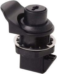 Made in USA - 2.07" Long x 1.13" Wide x .98" High, Push Knob Latch - Plastic, with Black Finish - A1 Tooling