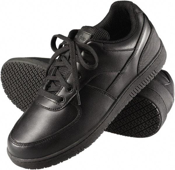 Genuine Grip - Men's Size 10.5 Wide Width Plain Work Shoe - Black, Leather Upper, Rubber Outsole, 4" High, Dielectric, Non-Slip - A1 Tooling